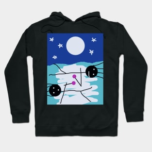 Kids and Moonlight Stick Figure Hoodie